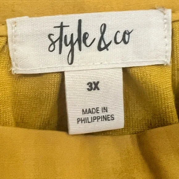 💛PLUS SIZE 💛STYLE AND COMPANY PINPOINT YELLOW/GOLD TUNIC SIZE 3X - Picture 2 of 6